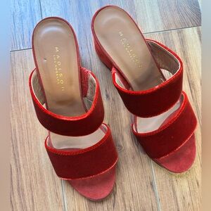 Madison LA Red Velvet Block Heel Mule 37.5